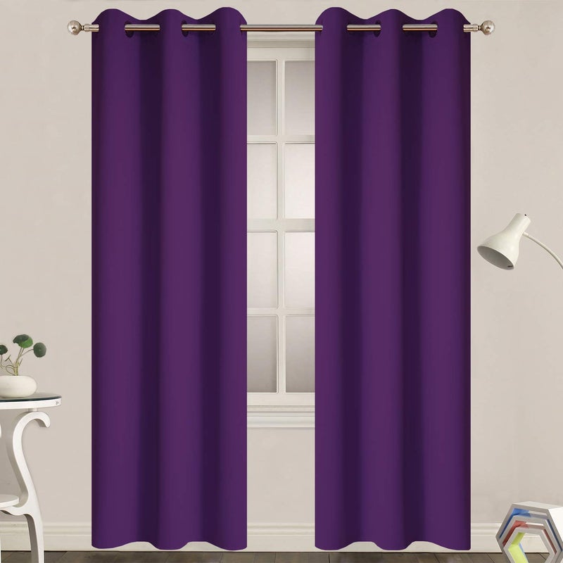 Yakamok Blackout Curtains for Bedroom,Thermal Insulated Blackout Grommet Top Drapes for Living Room,Purple,38x84 Inch, 2 Panels - Image 1